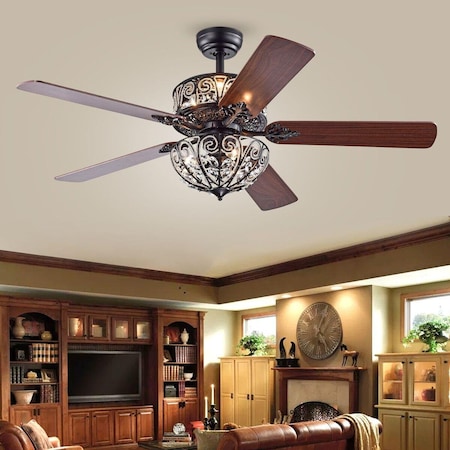 Warehouse Of Tiffany Warehouse of Tiffany CFL-8424CH 33.5 in. Sonome 6-Light Indoor Hand Pull Chain Ceiling Fan; Chrome CFL-8424CH